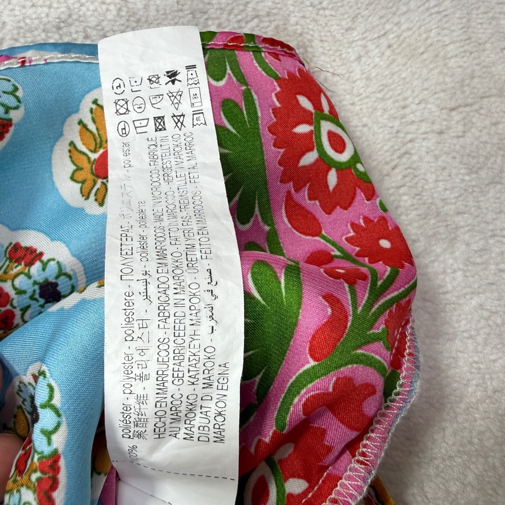 Zara Floral Patchwork Print Satin Shirt Womens XL Multicolor Long Sleeve Button - Picture 4 of 7